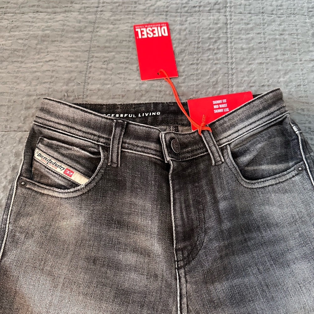 Diesel Jeans, Babhila, Skinny Fit, Mid Waist, Skinny Leg, W23 L32, Black Denim.